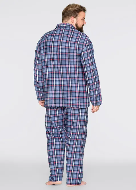Pyjamas av myk flanell med knappestolpe og lange ermer., bonprix