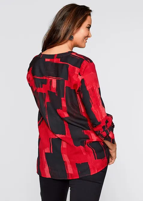 Lang chiffonbluse med trykk, bonprix