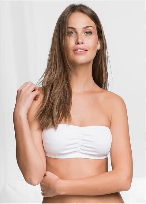 Bandeau-BH (A+B cup) med &oslash;kologisk bomull (2-pack), bonprix