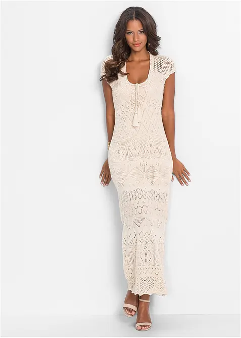 Strikket kjole med hullmønster, bonprix