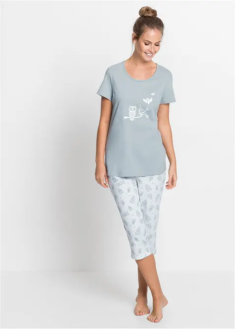 Capri-pyjamas med korte ermer, bonprix