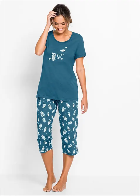 Capri-pyjamas med korte ermer, bonprix