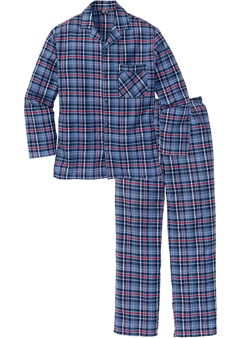 Pyjamas av myk flanell med knappestolpe og lange ermer., bonprix