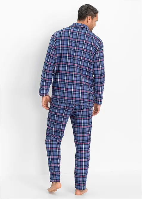 Pyjamas av myk flanell med knappestolpe og lange ermer., bonprix