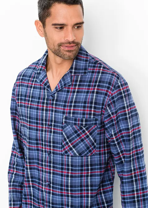 Pyjamas av myk flanell med knappestolpe og lange ermer., bonprix