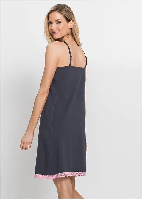 Kort nattkjole med delikate blonder, bonprix