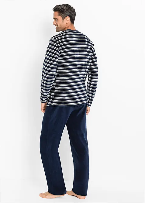 Pyjamas av mykt fløyelsmateriale med lange ermer, bonprix