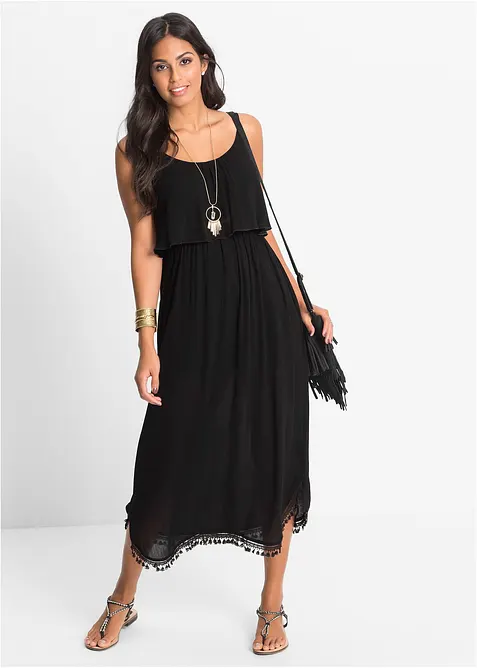 Maxikjole i strukturert viskose, bonprix