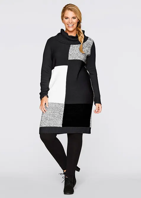 Knelang, strikket kjole, bonprix