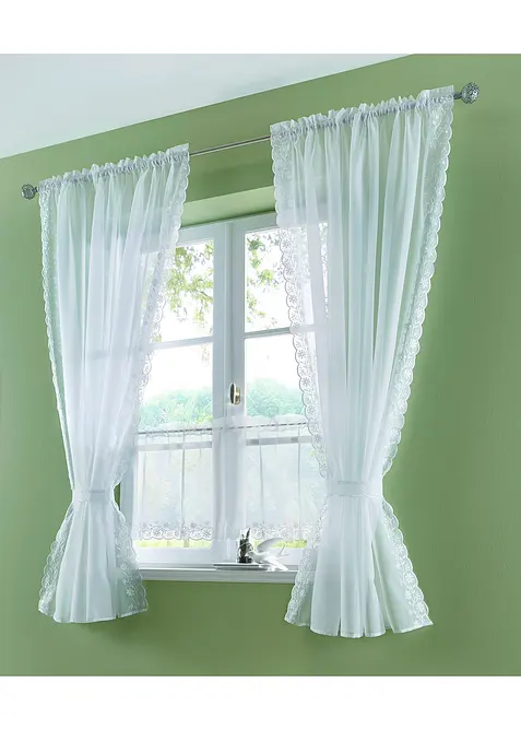 Gardin med broderi inkl. gardinholder (1-pack), bonprix