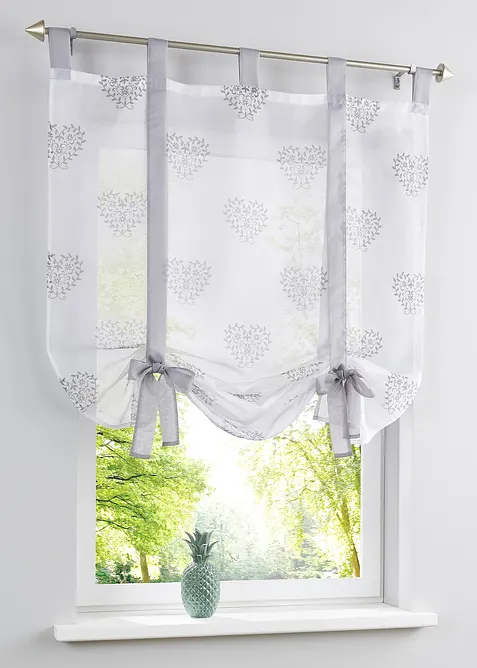 Roll-up gardin med hjerte-trykk og resirkulert polyester, bonprix
