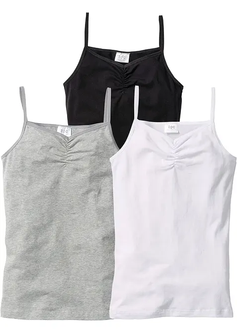 Singlet med myk, økologisk bomull (3-pack), bonprix