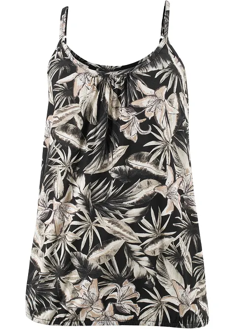 Topp i myk viskosemiks med spagettistropper, bonprix