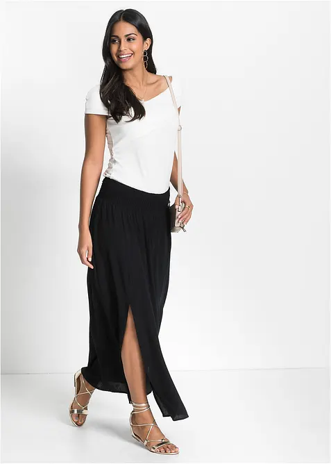 Maxiskjørt i lett viskose, bonprix