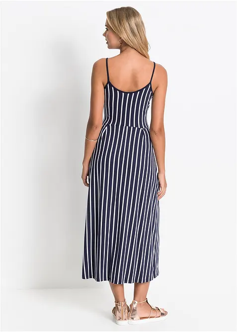 Sommerlig jerseykjole med knappestolpe og striper, bonprix