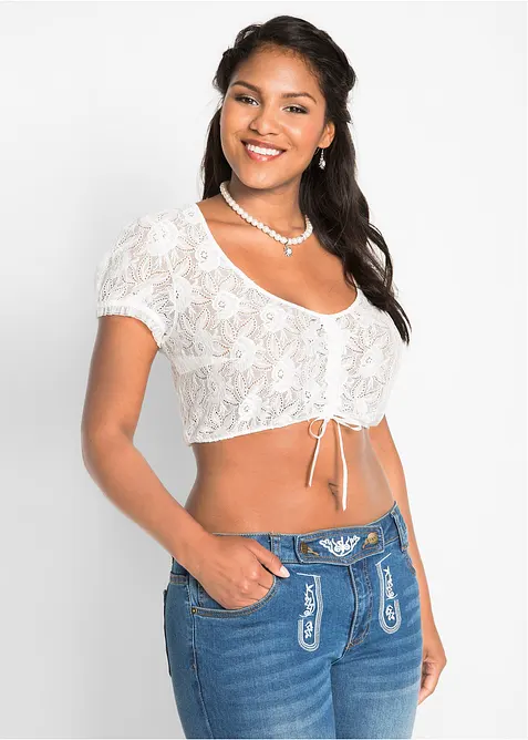 Tyrolerbluse i blondemateriale, bonprix