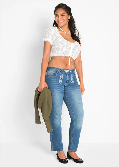 Tyrolerbluse i blondemateriale, bonprix