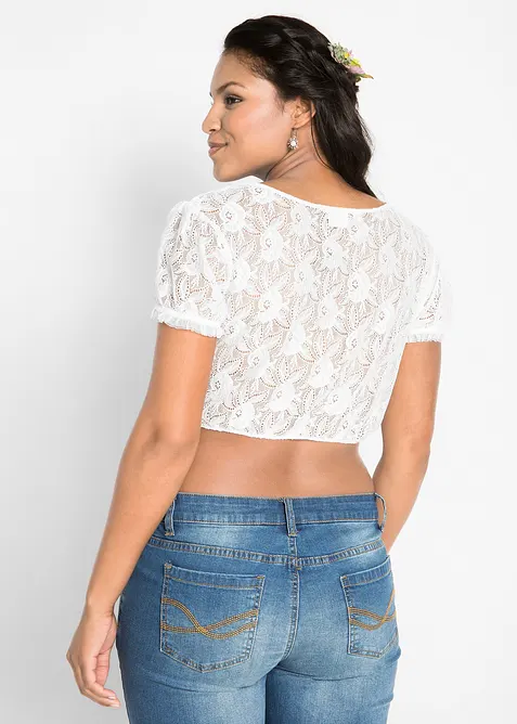 Tyrolerbluse i blondemateriale, bonprix