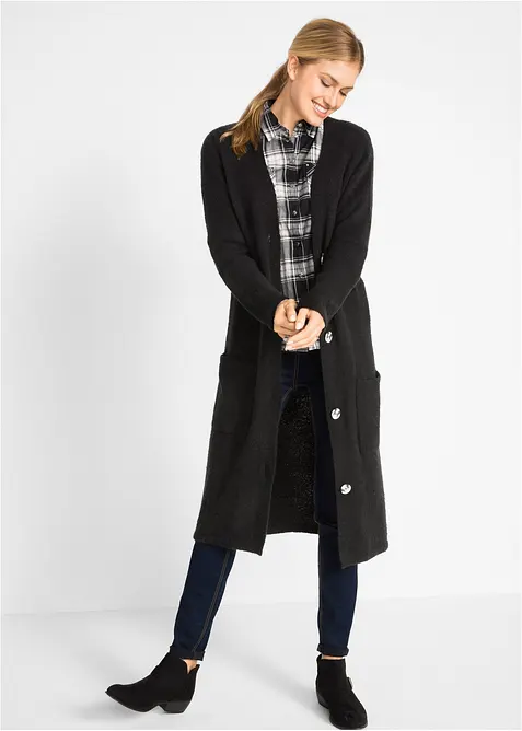 Strikket kåpe med påsatte lommer, bonprix