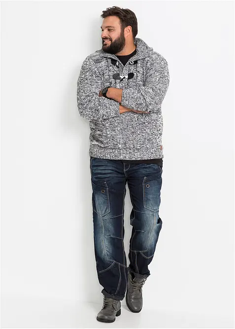 Grovstrikket hettegenser med bomull, bonprix