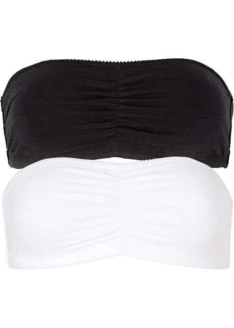 Bandeau-BH (A+B cup) med &oslash;kologisk bomull (2-pack), bonprix