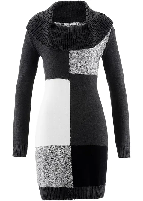 Knelang, strikket kjole, bonprix