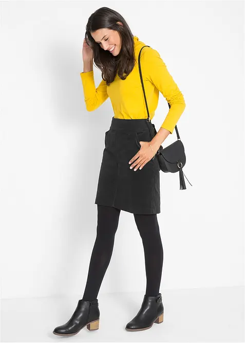 Skjørt i kordfløyel med stretch og komfortlinning, bonprix