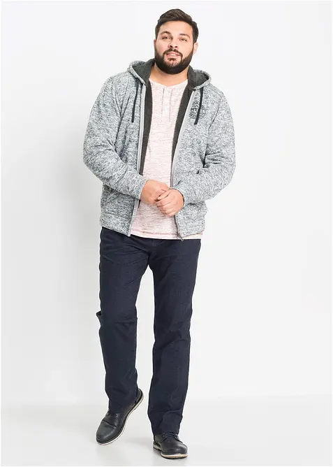 Sweatjakke med hette og teddyfôr, bonprix