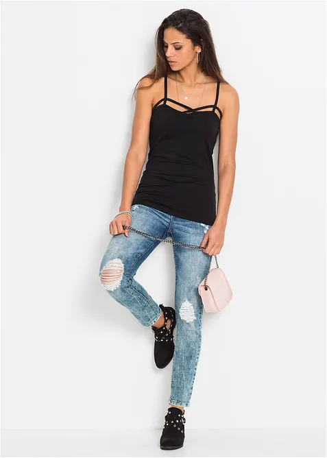 Stroppetopp i bomullsmiks (2-pack), bonprix