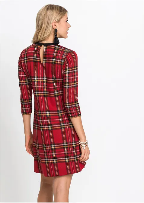 Minikjole med jacquardvevd rutem&oslash;nster, bonprix