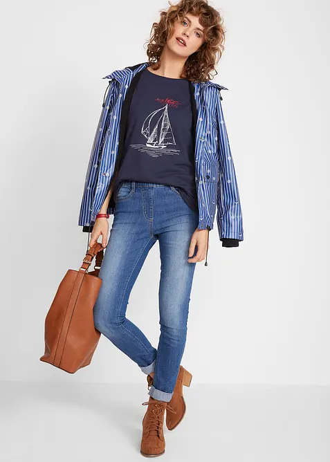 T-skjorte i bomull med sidesplitt og trykk, bonprix