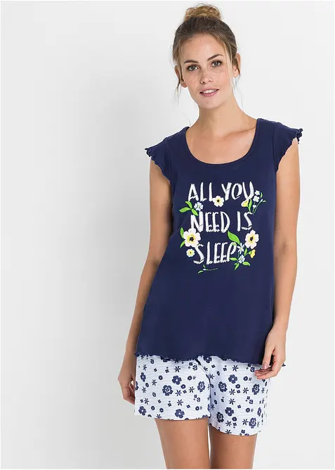 Kort pyjamas i 100% bomull, bonprix