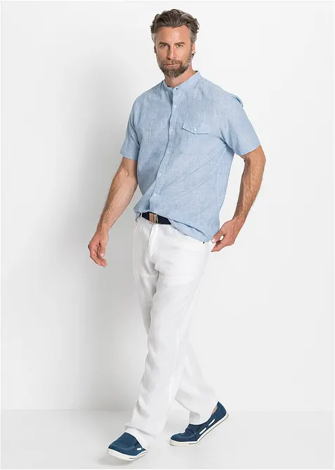 Kortermet skjorte med lin, bonprix