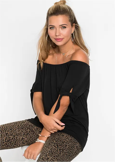 Off shoulder-topp med knyting, bonprix