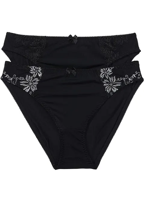Truse med nydelig broderi (2-pack), bonprix