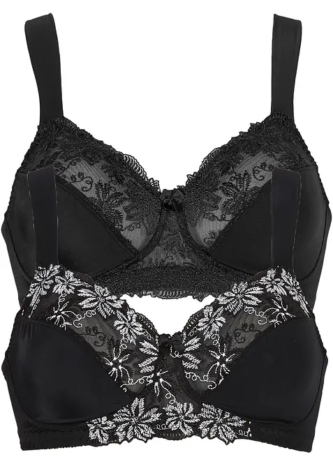 BH uten spiler med vatterte skulderb&aring;nd (2-pack), bonprix