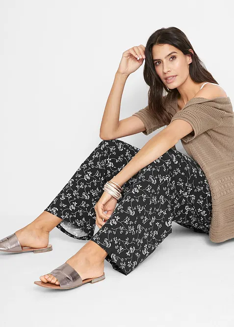 Bukse med vide ben i viskosemiks, bonprix