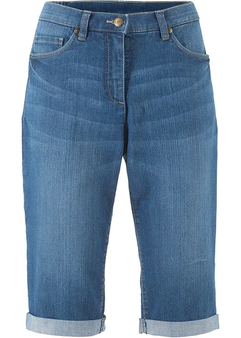 Jeans-bermuda med stretch og oppbrettet nederkant, bonprix