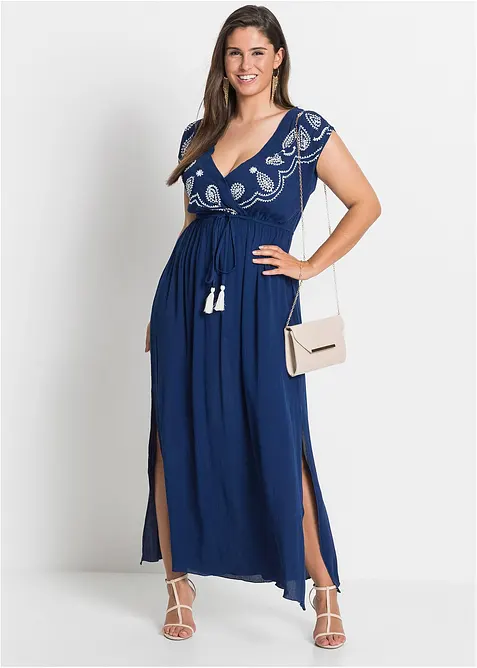 Maxikjole med broderi, bonprix