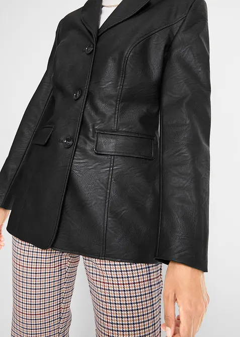 Lang blazer i imitert skinn, bonprix