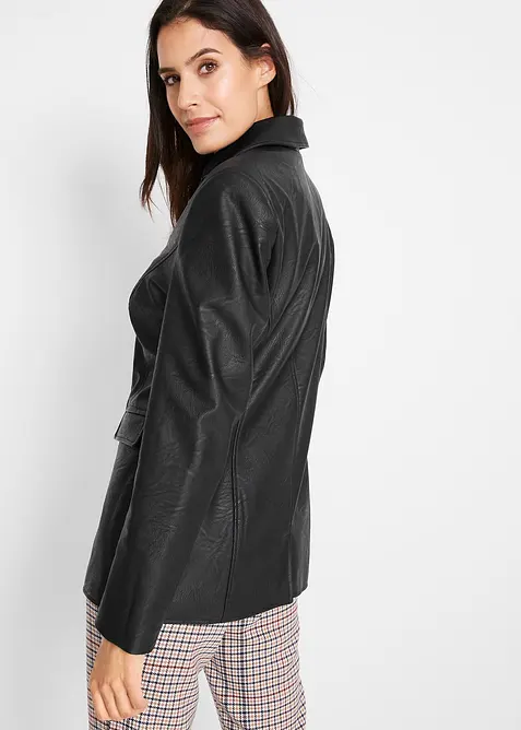 Lang blazer i imitert skinn, bonprix