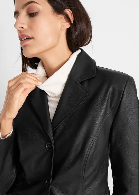 Lang blazer i imitert skinn, bonprix