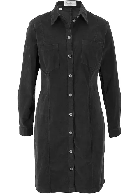 Stretchkjole i cordfl&oslash;yel, bonprix