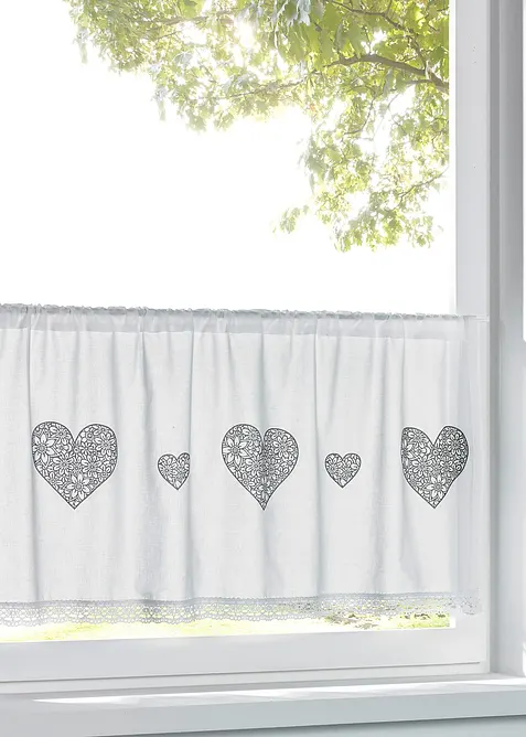 Gardinkappe i økologisk bomull med hjertetrykk, bonprix