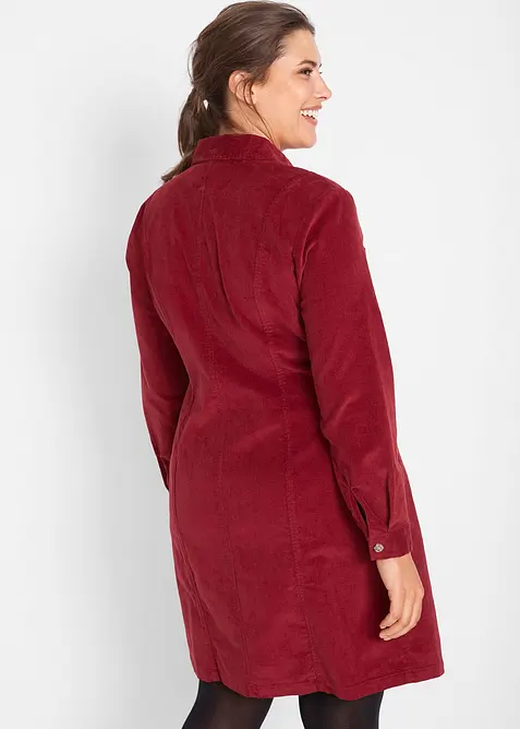 Stretchkjole i cordfl&oslash;yel, bonprix