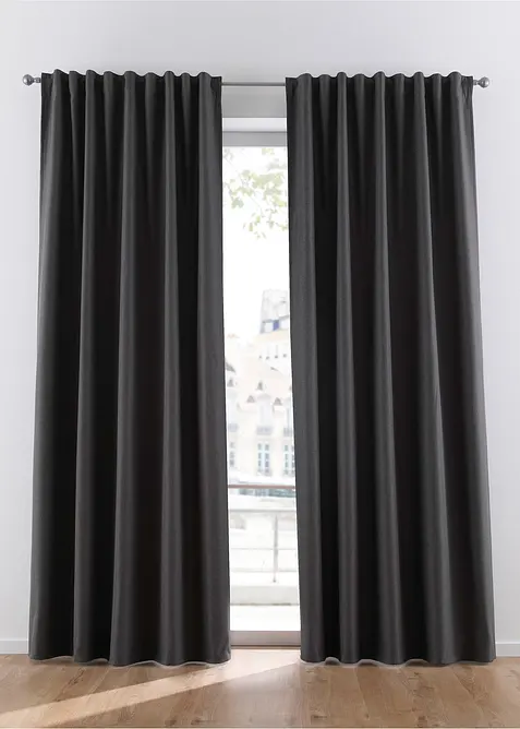 Varmeisolerende gardin med myk fleece på baksiden, fås også i ekstra lang (1-pack), bonprix