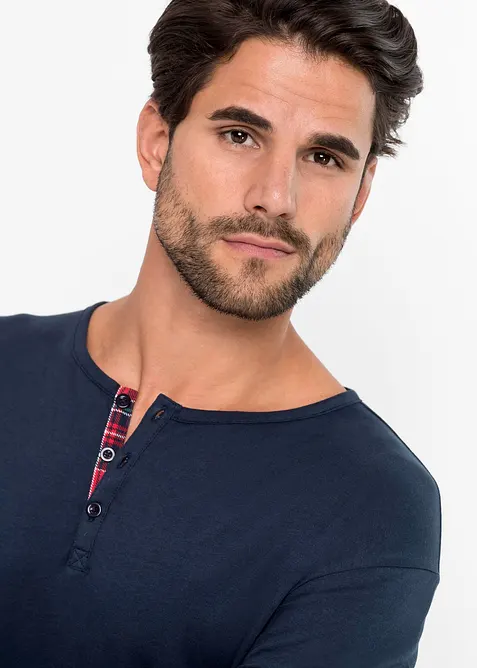 Pyjamas av 100% bomull med knappestolpe og lange ermer, bonprix