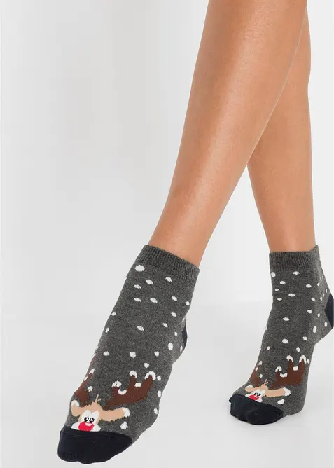 Korte julesokker (6-pack) med &oslash;kologisk bomull, bonprix