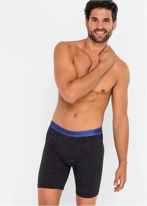 Boksershorts med bomull i ettersittende modell med lange ben (2-pack), bonprix