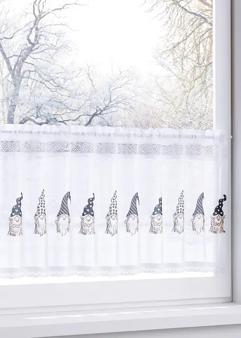 Kafegardin i &oslash;kologisk bomull med nissemotiv, bonprix